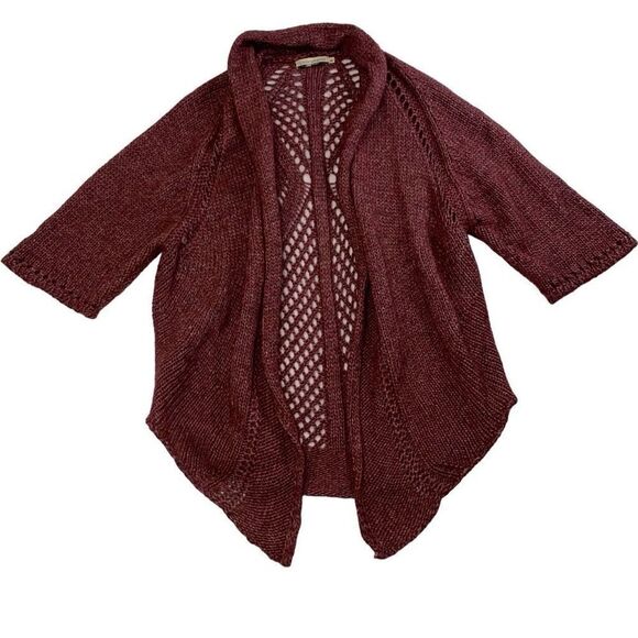 Chiaramente Maroon Rust Red Knit Open Alpaca Wool Cardigan Medium Made in Italy - Picture 1 of 8